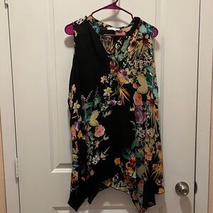 Spense Black Floral Sleeveless Blouse
